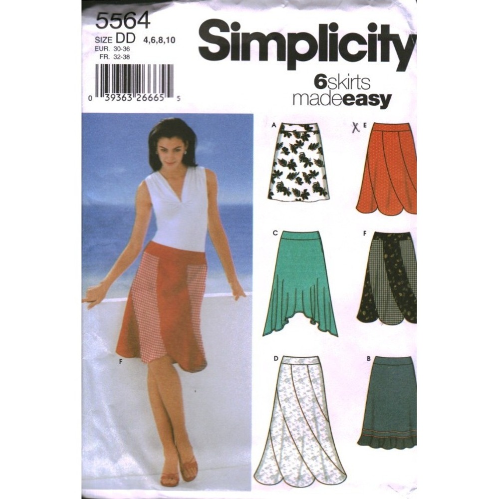 Simplicity 5564 Sewing Pattern Misses Skirts 6 Styles Size DD 4 6 8 10 Uncut